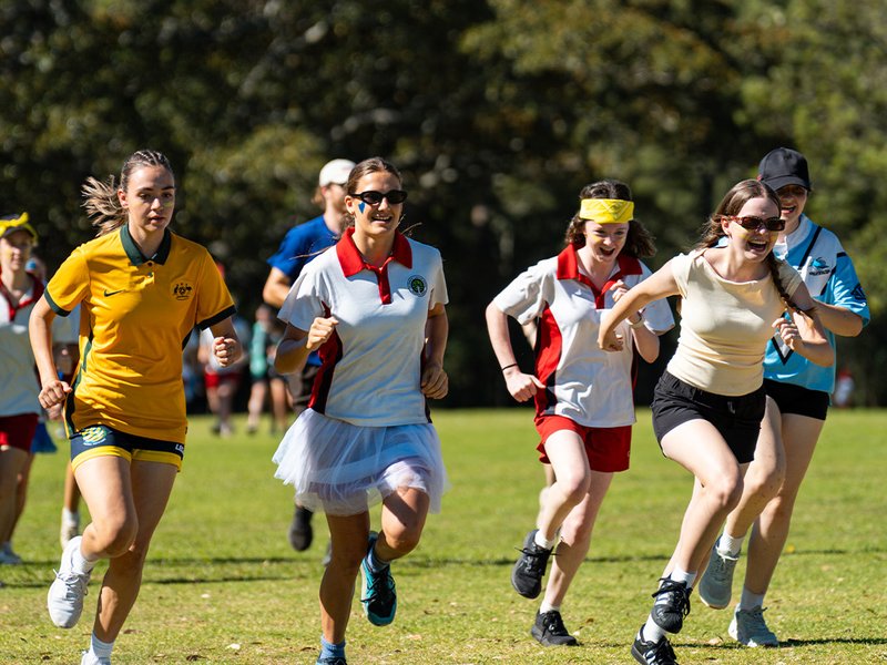 Students competing at the school Cross Country.